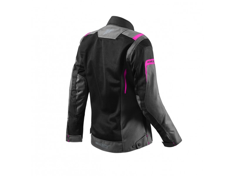 Geaca (jacheta) motociclete femei Touring Seventy vara model SD-JT68 Sahara culoare: gri/fuchsia (roz)
