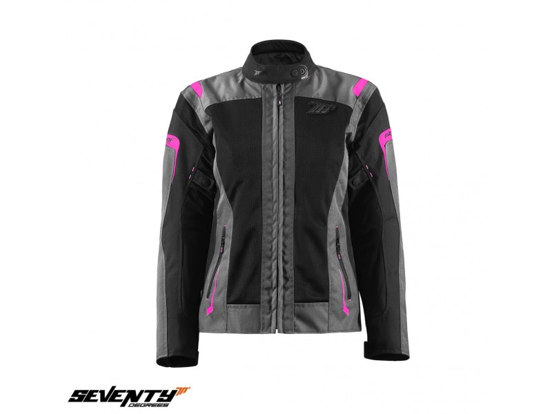 Geaca (jacheta) motociclete femei Touring Seventy vara model SD-JT68 Sahara culoare: gri/fuchsia (roz)