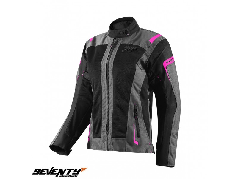 Geaca (jacheta) motociclete femei Touring Seventy vara model SD-JT68 Sahara culoare: gri/fuchsia (roz)