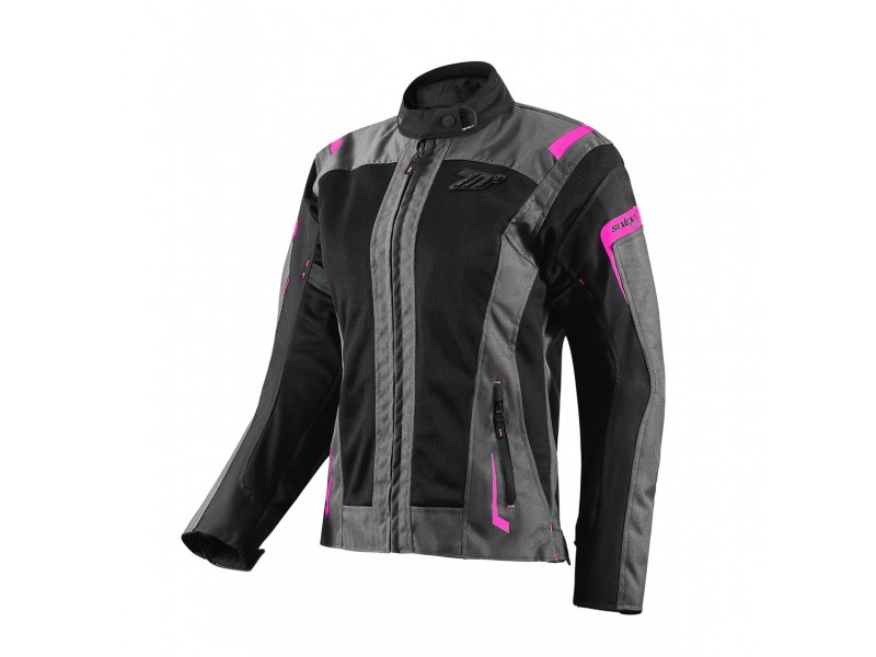 Geaca (jacheta) motociclete femei Touring Seventy vara model SD-JT68 Sahara culoare: gri/fuchsia (roz)