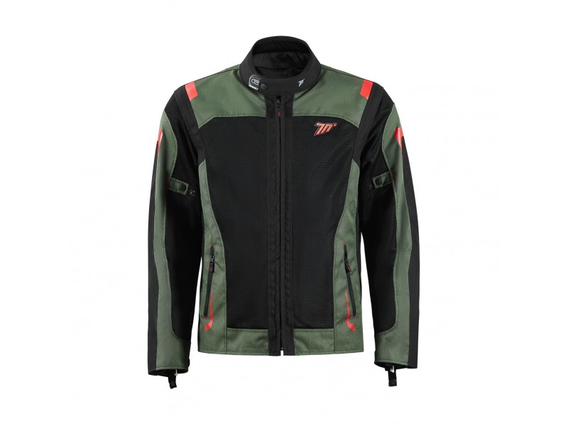 Geaca (jacheta) motociclete barbati Touring Seventy vara model SD-JT66 Sahara culoare: verde military/rosu