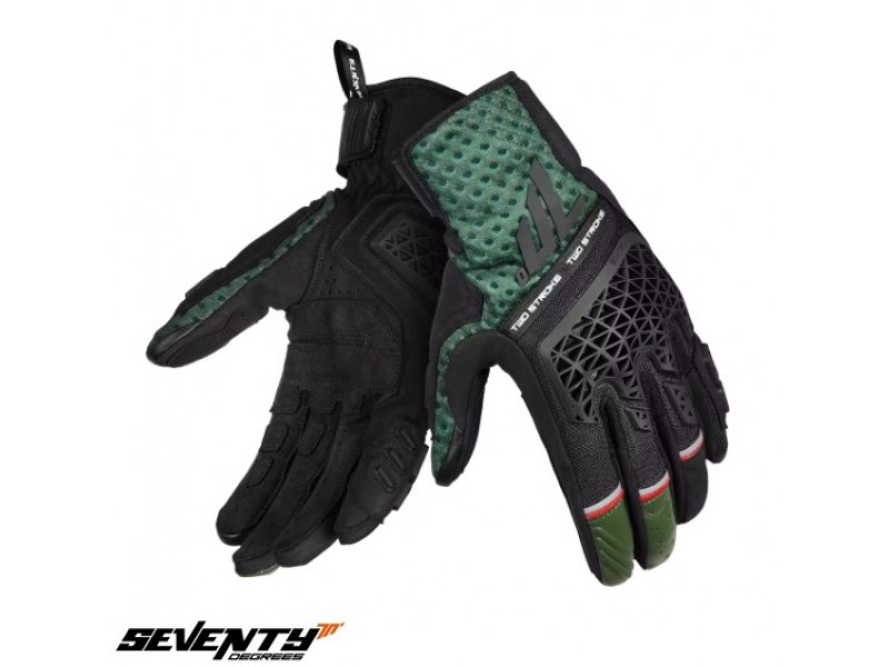 Manusi barbati Naked/Adventure vara Seventy model SD-N60 Two Stroke culoare: negru/verde/rosu - degete tactile Manusi barbati Naked/Adventure vara Seventy model SD-N60 Two Stroke culoare: negru/verde/rosu - degete tactile