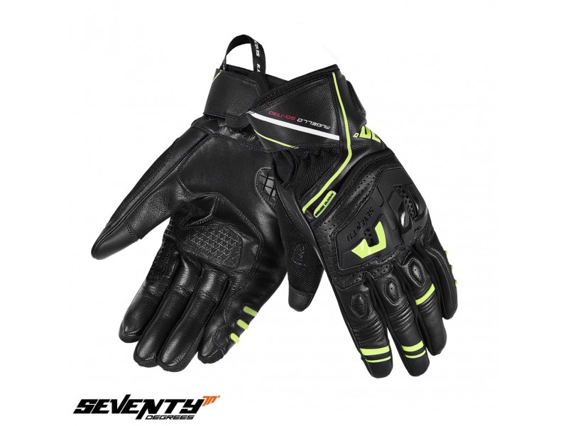 Manusi barbati Racing/Naked vara Seventy model SD-N30 Mugello culoare: negru/galben fluor - degete tactile