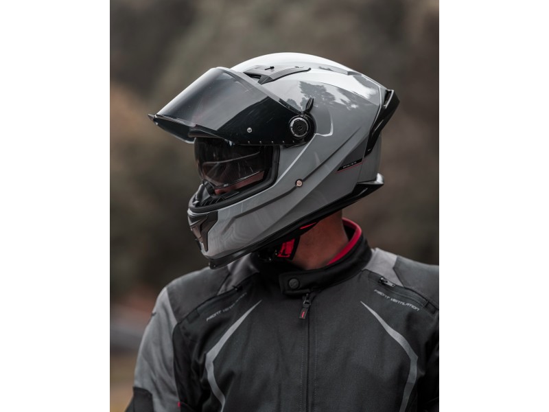 Casca integrala MT Braker SV A12 gri lucios (ochelari soare integrati) - tip viziera: MT-V-28B