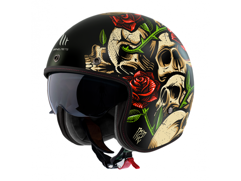 Casca open face motociclete MT Le Mans 2 S SV Breakout B9 rosu lucios (ochelari soare integrati) - omologare noua ECE 22.06