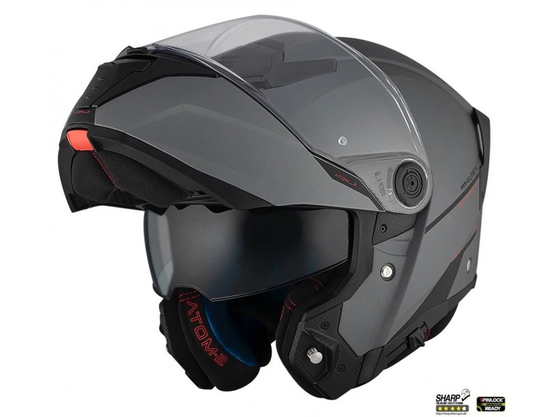 Casca modulabila MT Atom 2 SV A2 titanium mat (ochelari soare integrati) Pinlock Ready - tip viziera: MT-V-35