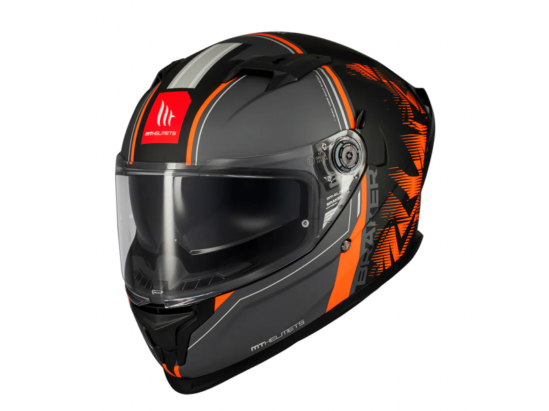 Casca integrala MT Braker SV Charm B4 negru/portocaliu mat (ochelari soare integrati) - tip viziera: MT-V-28B