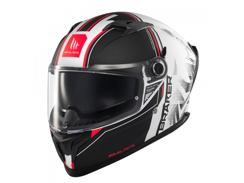 Casca integrala MT Braker SV Charm A1 alb/negru mat (ochelari soare integrati) - tip viziera: MT-V-28B