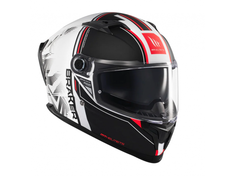 Casca integrala MT Braker SV Charm A1 alb/negru mat (ochelari soare integrati) - tip viziera: MT-V-28B