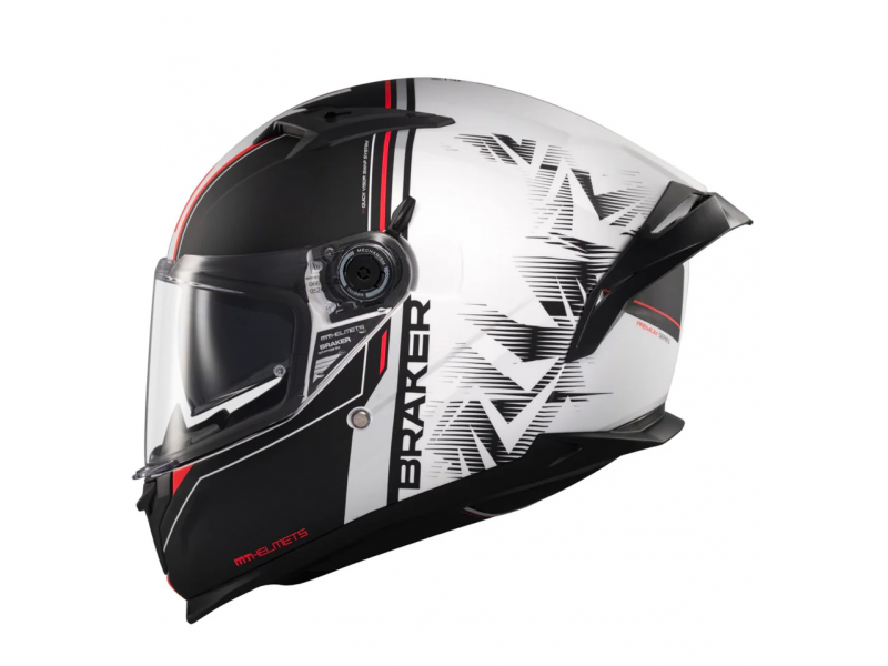 Casca integrala MT Braker SV Charm A1 alb/negru mat (ochelari soare integrati) - tip viziera: MT-V-28B