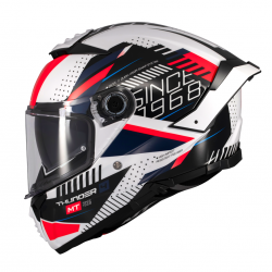 Casca integrala MT Thunder 4 SV Luminence A7 alb/rosu/albastru lucios (ochelari soare integrati) - tip viziera: MT-V-28B
