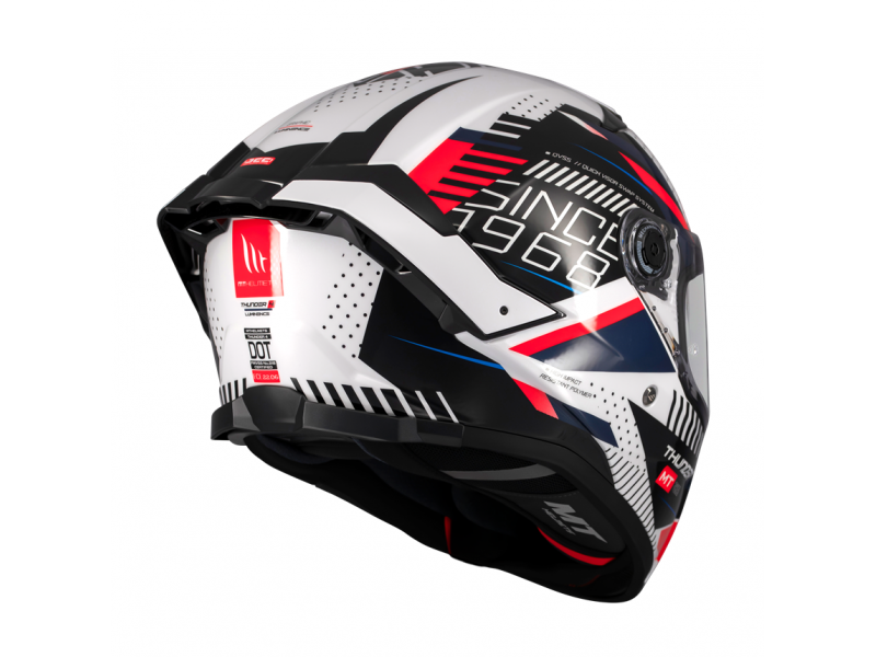 Casca integrala MT Thunder 4 SV Luminence A7 alb/rosu/albastru lucios (ochelari soare integrati) - tip viziera: MT-V-28B