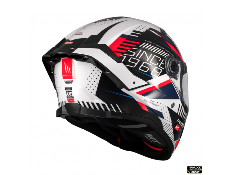 Casca integrala MT Thunder 4 SV Luminence A7 alb/rosu/albastru lucios (ochelari soare integrati) - tip viziera: MT-V-28B