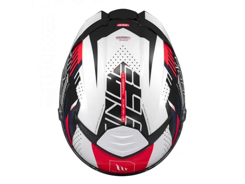 Casca integrala MT Thunder 4 SV Luminence A7 alb/rosu/albastru lucios (ochelari soare integrati) - tip viziera: MT-V-28B
