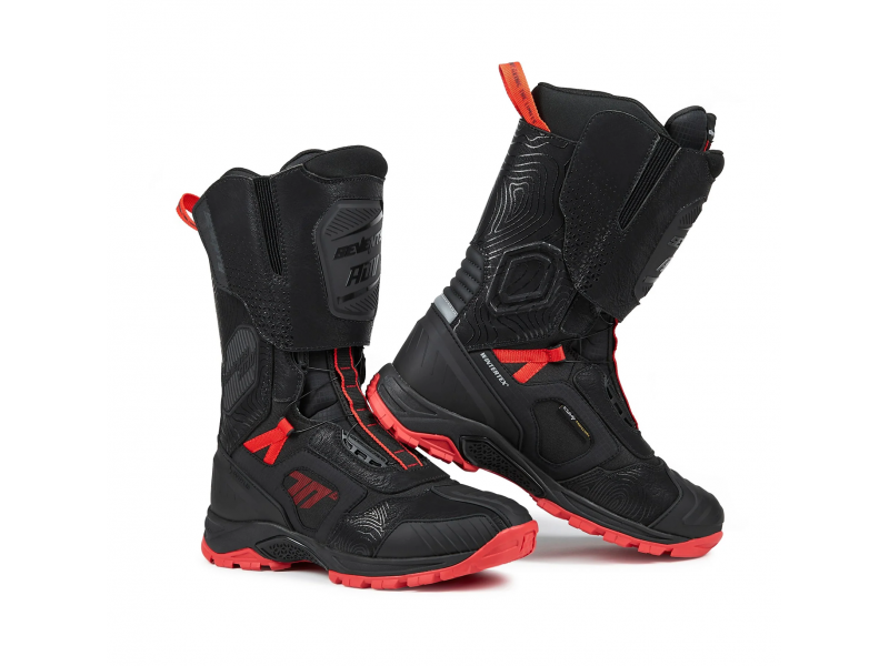 Ghete (cizme) moto Adventure (Touring) Unisex Seventy model SD-BA6 Stelvio culoare: negru/rosu