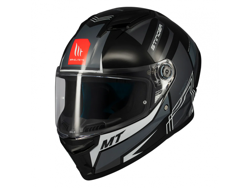 Casca integrala MT Stinger 2 Tron B12 negru/gri lucios - tip viziera: MT-V-28B