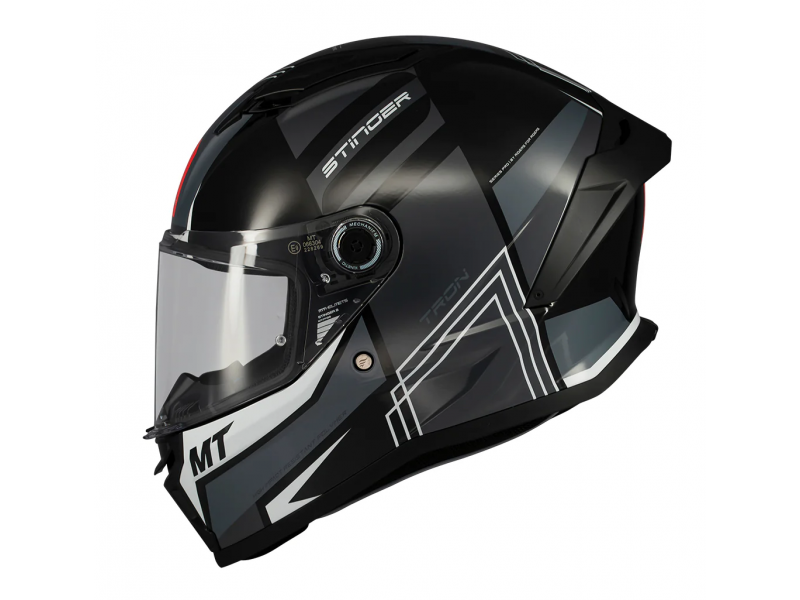 Casca integrala MT Stinger 2 Tron B12 negru/gri lucios - tip viziera: MT-V-28B