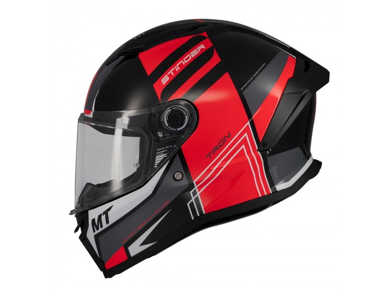Casca integrala MT Stinger 2 Tron B15 negru/rosu lucios - tip viziera: MT-V-28B