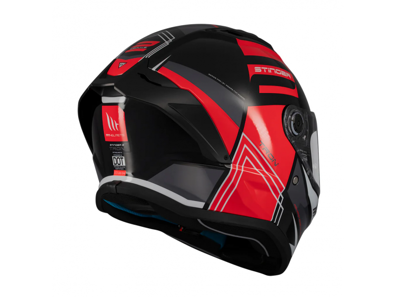 Casca integrala MT Stinger 2 Tron B15 negru/rosu lucios - tip viziera: MT-V-28B
