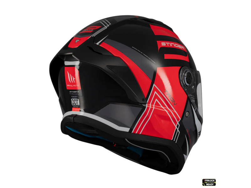 Casca integrala MT Stinger 2 Tron B15 negru/rosu lucios - tip viziera: MT-V-28B