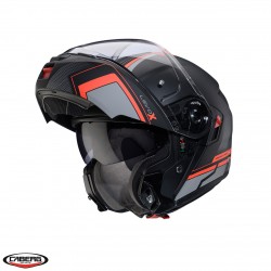 Casca modulabila (flip-up) Caberg model Levo X Elite L7 negru/gri/rosu fluor mat Pinlock ready - lentila Pinlock inclusa (fibra de sticla)