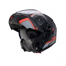 Casca modulabila (flip-up) Caberg model Levo X Elite L7 negru/gri/rosu fluor mat Pinlock ready - lentila Pinlock inclusa (fibra de sticla)