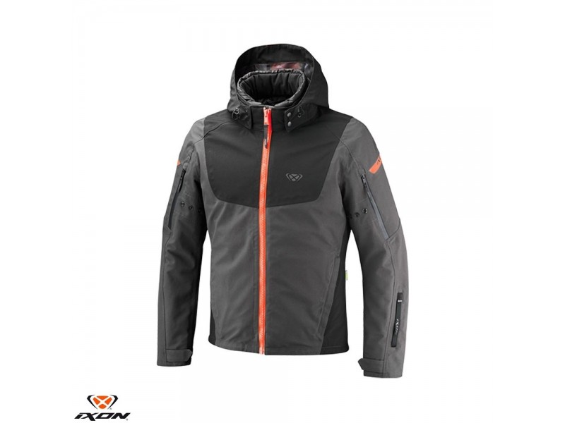 Geaca (jacheta) motociclete barbati Touring/Adventure/Urban Ixon All season model Burning MS culoare: antracit/negru/rosu neon (geaca laminata; waterproof si pe exterior) Geaca (jacheta) motociclete barbati Touring/Adventure/Urban Ixon All season model Burning MS culoare: antracit/negru/rosu neon (geaca laminata; waterproof si pe exterior)