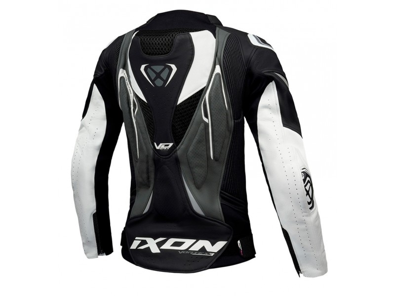 Geaca (jacheta) motociclete femei piele Racing Ixon vara model Vortex 3 LS culoare: negru/antracit/alb