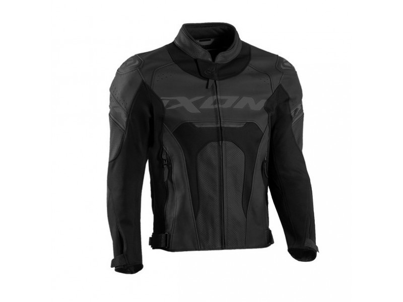 Geaca (jacheta) motociclete barbati piele Racing Ixon vara model Jackal JKT MS culoare: negru