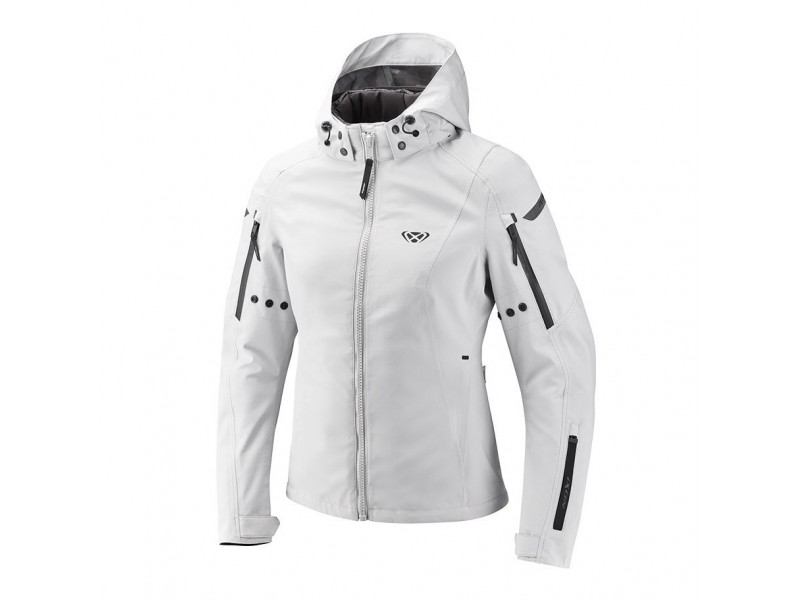Geaca (jacheta) motociclete femei Touring/Adventure/Urban Ixon All season model Burning LS culoare: gri deschis (light grey) (geaca laminata; waterproof si pe exterior)