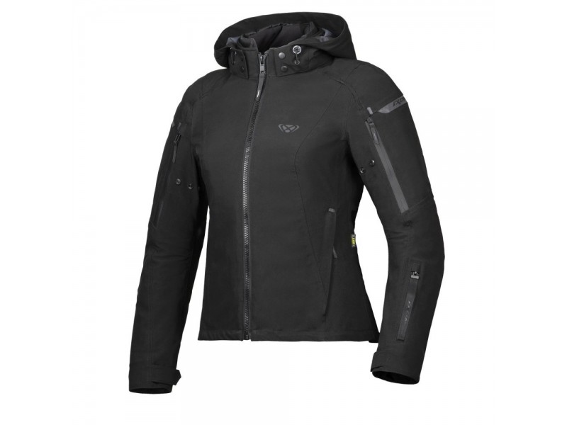 Geaca (jacheta) motociclete femei Touring/Adventure/Urban Ixon All season model Burning LS culoare: negru (geaca laminata; waterproof si pe exterior)