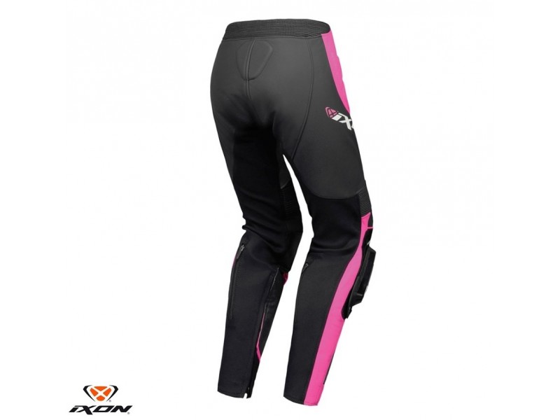 Pantaloni motociclete femei piele Racing Ixon vara model Vortex 3 LS culoare: negru/roz/alb Pantaloni motociclete femei piele Racing Ixon vara model Vortex 3 LS culoare: negru/roz/alb