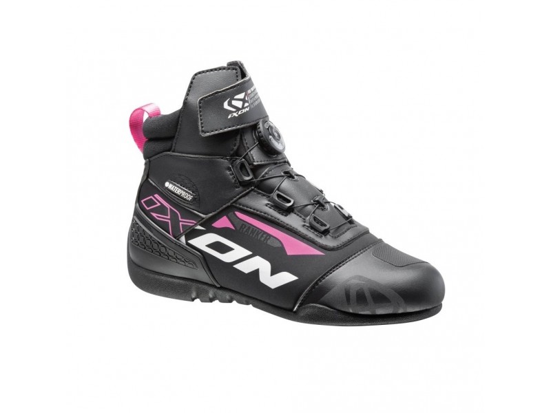 Ghete moto Roadster femei All season Ixon model Ranker WP LS culoare: negru/alb/fuchsia (roz) (100% waterproof)