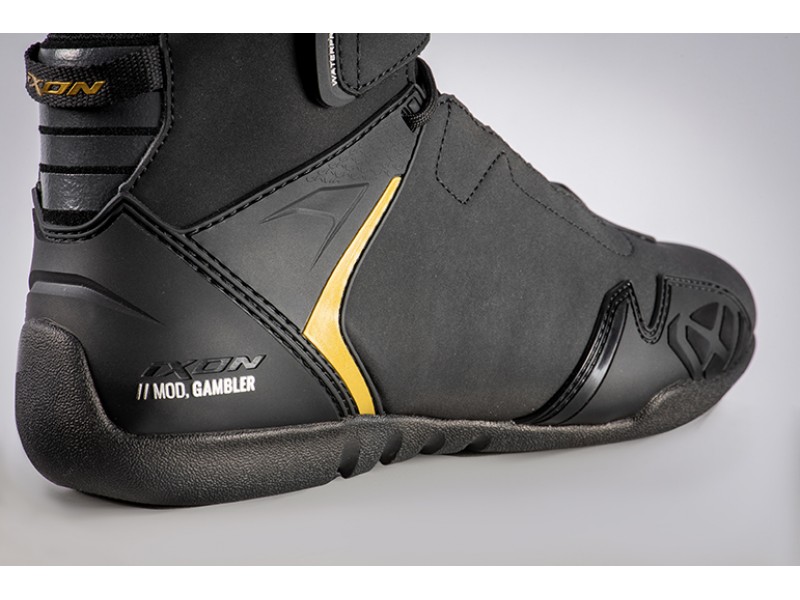 Ghete moto Roadster femei All Season Ixon model Gambler WP LS culoare: negru/gold (auriu) (100% waterproof)