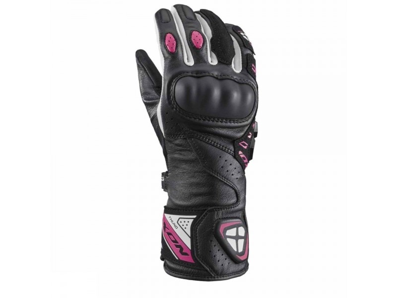 Manusi femei Racing vara piele Ixon model Thund LS culoare: negru/fucshia (roz) - degete tactile