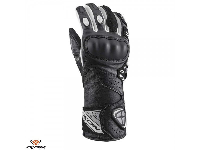 Manusi femei Racing vara piele Ixon model Thund LS culoare: negru/alb - degete tactile Manusi femei Racing vara piele Ixon model Thund LS culoare: negru/alb - degete tactile