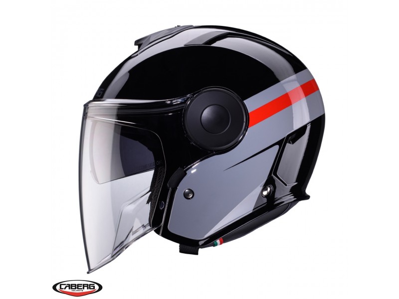 Casca open face (jet) Caberg model Soho SV Zephyr L7 negru/gri/rosu lucios Casca open face (jet) Caberg model Soho SV Zephyr L7 negru/gri/rosu lucios