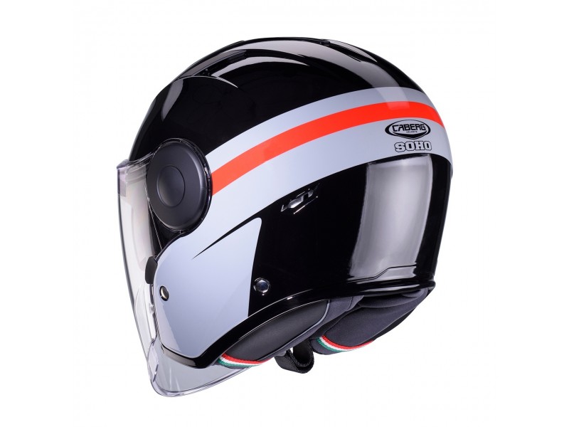 Casca open face (jet) Caberg model Soho SV Zephyr L7 negru/gri/rosu lucios