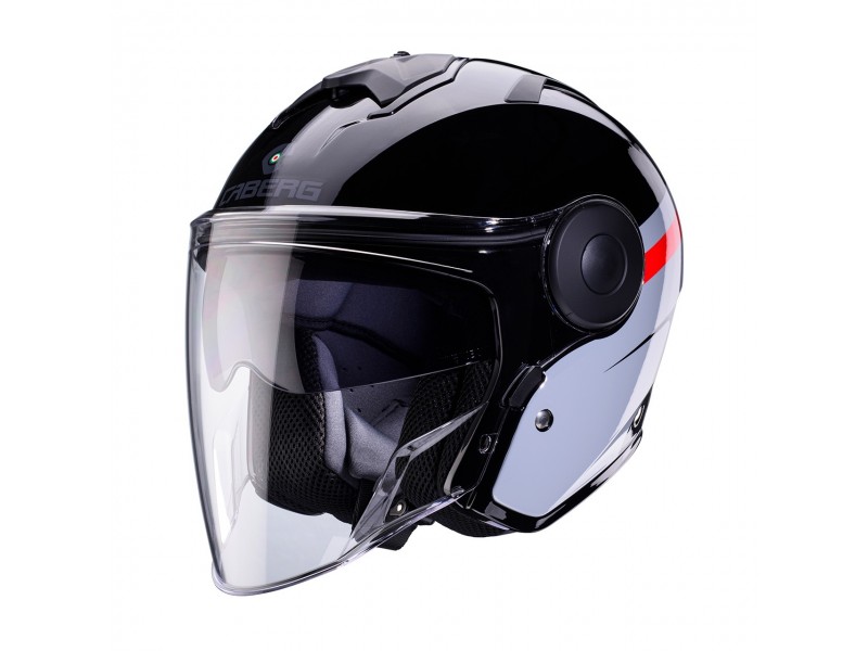 Casca open face (jet) Caberg model Soho SV Zephyr L7 negru/gri/rosu lucios