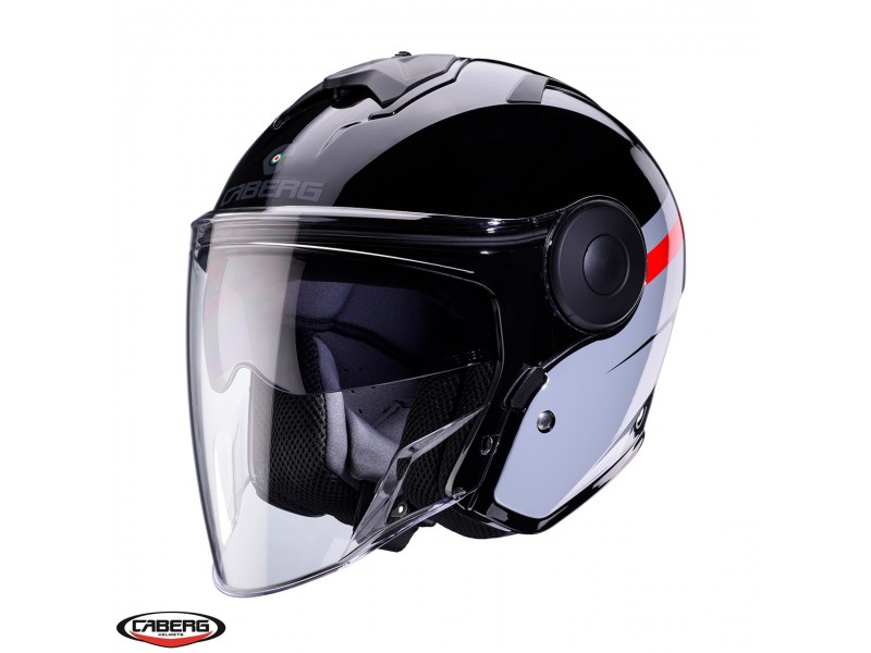 Casca open face (jet) Caberg model Soho SV Zephyr L7 negru/gri/rosu lucios Casca open face (jet) Caberg model Soho SV Zephyr L7 negru/gri/rosu lucios