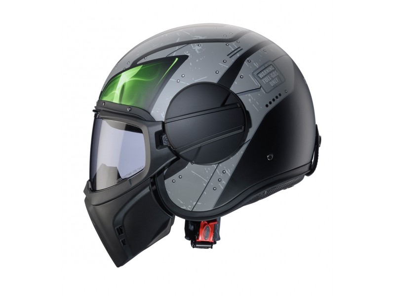 Casca Caberg model Ghost X Vyrus P7 negru/gri/verde fluor mat - fibra de sticla