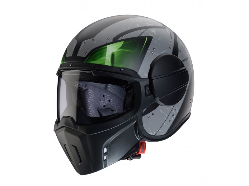 Casca Caberg model Ghost X Vyrus P7 negru/gri/verde fluor mat - fibra de sticla
