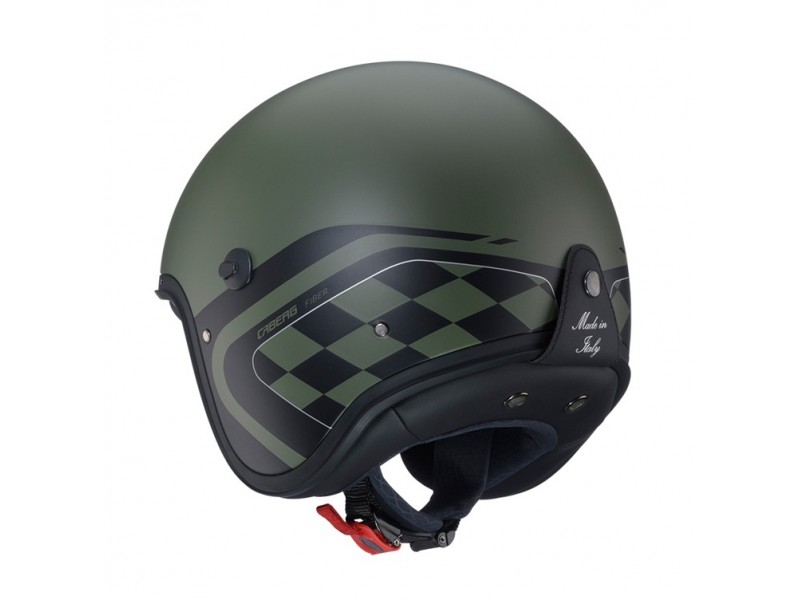 Casca open face (jet) Caberg model Freeride X Daytona P4 verde military/negru mat (fibra de sticla)