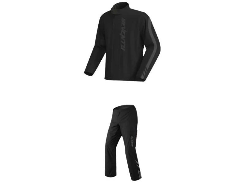 Costum moto ploaie (geaca+pantaloni) Seventy model SD-S5 Monsoon culoare: negru (montare peste echipament)