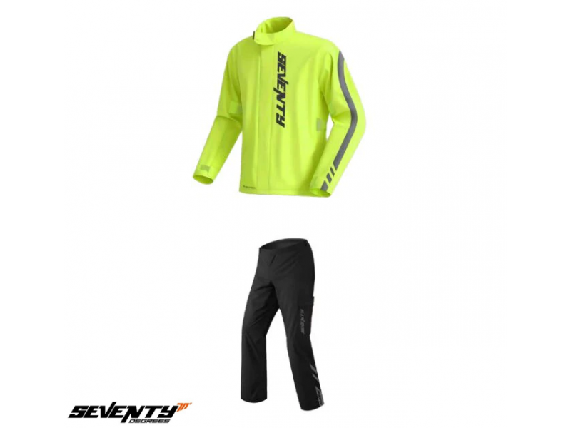 Costum moto ploaie (geaca+pantaloni) Seventy model SD-S5 Monsoon culoare: galben/negru (montare peste echipament)