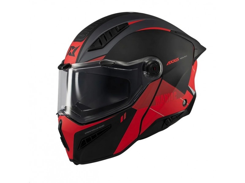 Casca modulabila (flip-up) Axxis GhostFighter SV Maniac B5 negru/rosu mat (ochelari soare integrati) – tip viziera: MT-V-36