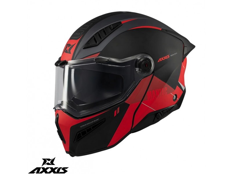 Casca modulabila (flip-up) Axxis GhostFighter SV Maniac B5 negru/rosu mat (ochelari soare integrati) – tip viziera: MT-V-36 Casca modulabila (flip-up) Axxis GhostFighter SV Maniac B5 negru/rosu mat (ochelari soare integrati) – tip viziera: MT-V-36