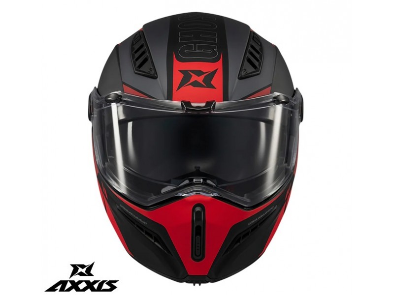 Casca modulabila (flip-up) Axxis GhostFighter SV Maniac B5 negru/rosu mat (ochelari soare integrati) – tip viziera: MT-V-36 Casca modulabila (flip-up) Axxis GhostFighter SV Maniac B5 negru/rosu mat (ochelari soare integrati) – tip viziera: MT-V-36