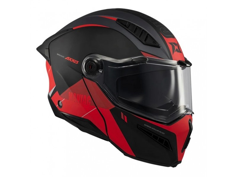 Casca modulabila (flip-up) Axxis GhostFighter SV Maniac B5 negru/rosu mat (ochelari soare integrati) – tip viziera: MT-V-36