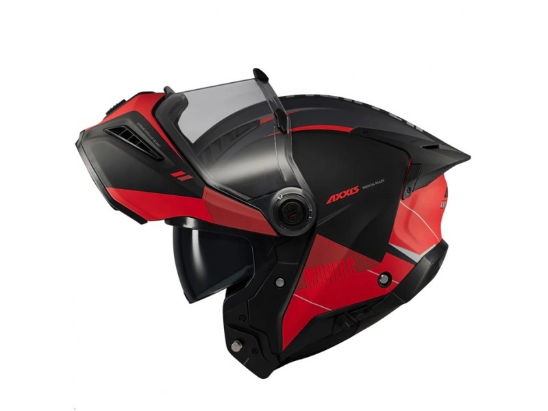 Casca modulabila (flip-up) Axxis GhostFighter SV Maniac B5 negru/rosu mat (ochelari soare integrati) – tip viziera: MT-V-36